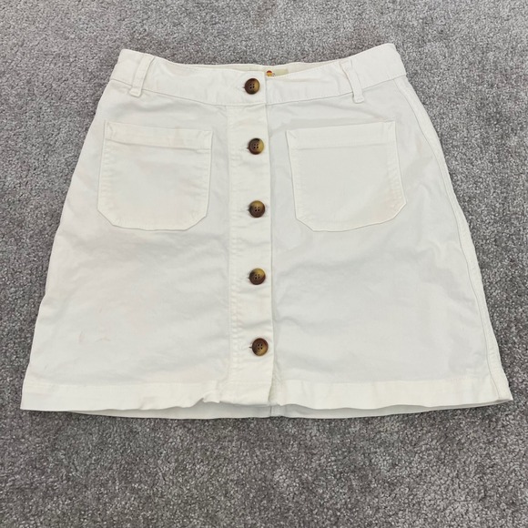 Marine Layer Dresses & Skirts - Marine Layer Skirt Womens 4 Mini A Line Button White Cotton